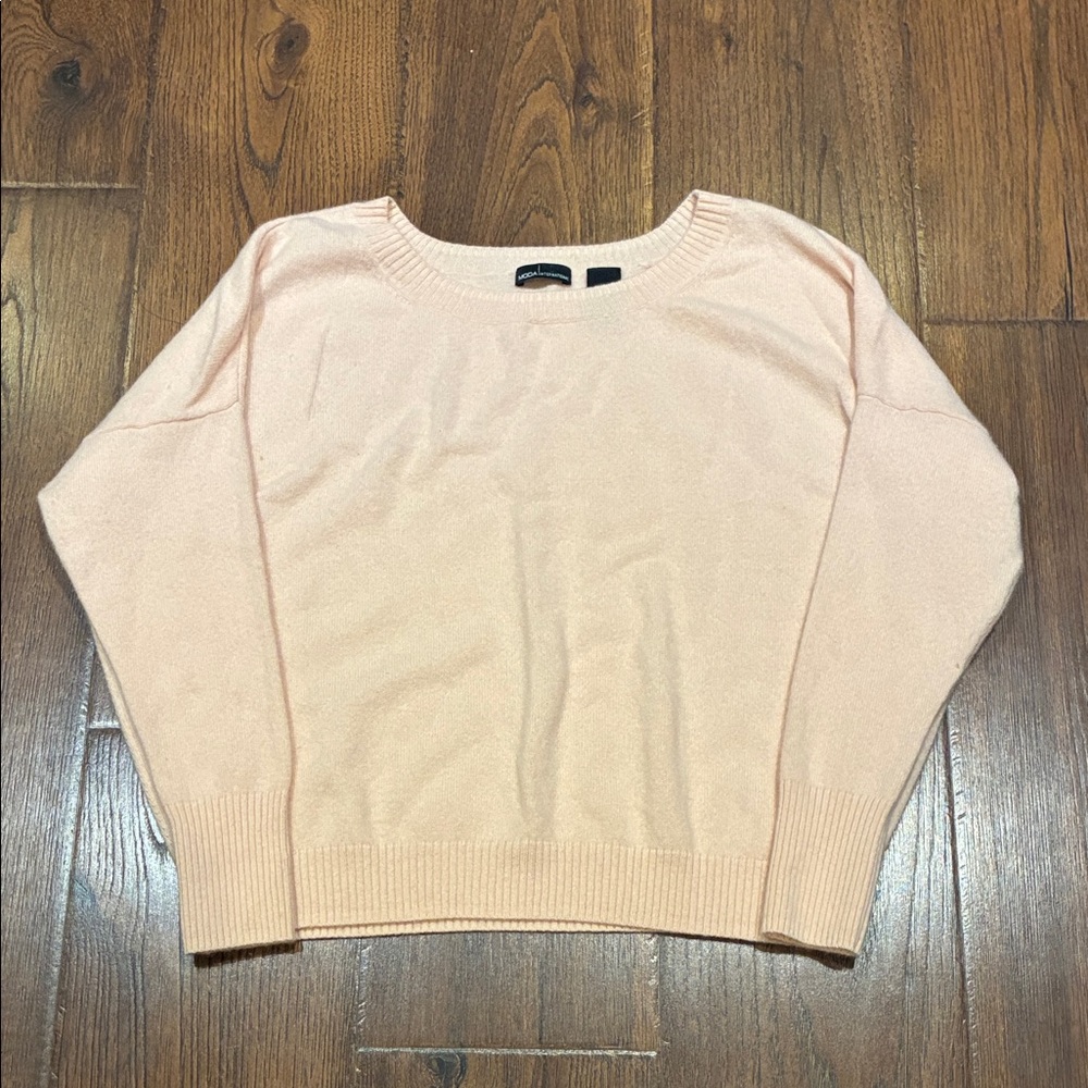 Moda International Light Peach Cashmere Crew Neck Sweater